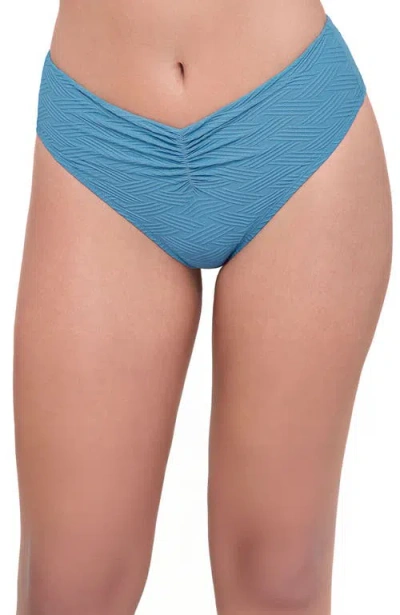 S3 Apparel Novelty Cinch Front High Cut Bikini Bottom In Blue