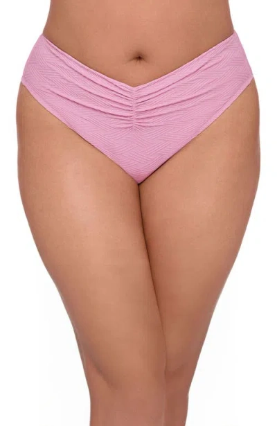 S3 Apparel Novelty Cinch Front High Cut Bikini Bottom In Pink