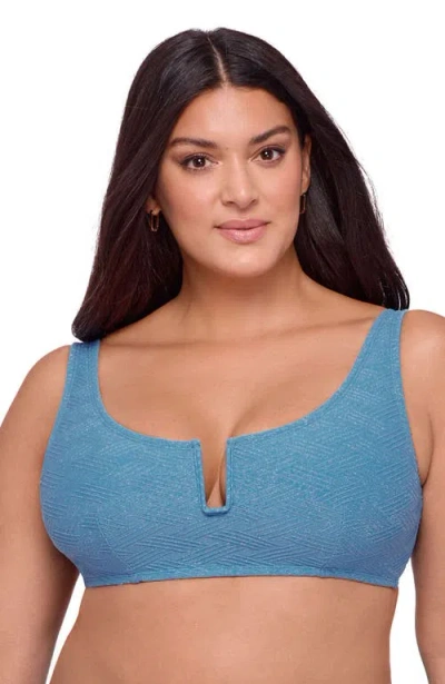 S3 Apparel Novelty Scoop Back Cutout U-wire Bikini Top In Blue