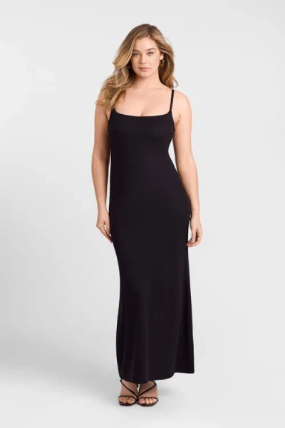 S3 Apparel Sculpting Shapewear Rib Scoop Neck Cami Maxi Dress In Black