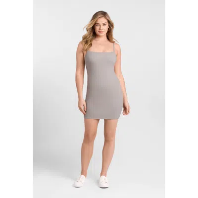 S3 Apparel Sculpting Shapewear Rib Scoop Neck Cami Mini Dress In Gray