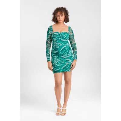 S3 Apparel Sculpting Shapewear Shirred Mesh Sweetheart Long Sleeve Mini Dress