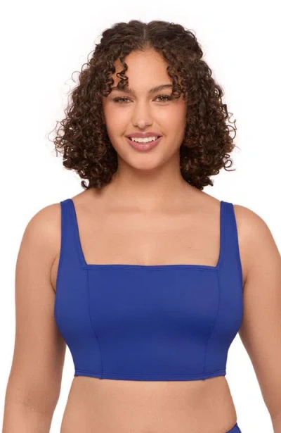 S3 Apparel Square Neck Lace Back Midkini Swim Top In Purple