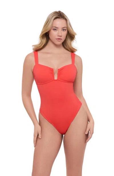 S3 Apparel Sweetheart U-wire One Piece Swimsuit In Red