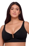 S3 Apparel U-wire Adjustable Midkini Swim Top In Black