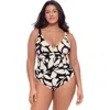S3 Banded Plunge V-neck One Piece Swimsuit In Bahia Floral