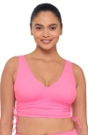 S3 Cinched Adjustable Midkini Top In Hot Orchid