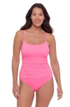 S3 Classic Shirred Front One Piece Swimsuit In Hot Orchid
