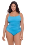 S3 Classic Shirred Front One Piece Swimsuit In Lake Blue