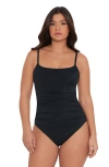 S3 Classic Shirred Front One Piece Swimsuit In Onyx Black