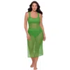 S3 Front Slit Crochet Coverup Dress In Green