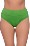 S3 Ribbed Banded High Waist Swim Bottoms In Green