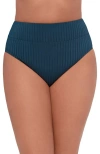 S3 Ribbed Banded High Waist Swim Bottoms In Blue