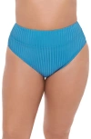 S3 Ribbed Banded High Waist Swim Bottoms In Lake Blue