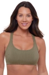 S3 Ribbed Scoopneck Crossback Bikini Top In Eucalyptus