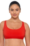 S3 Ribbed Scoopneck Crossback Bikini Top In Scarlet