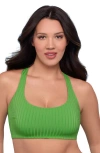 S3 Ribbed Scoopneck Crossback Bikini Top In Serpentine
