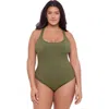 S3 Ribbed Scoopneck Crossback One Piece Swimsuit In Eucalyptus