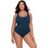 S3 Ribbed Scoopneck Crossback One Piece Swimsuit In Green