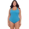 S3 Ribbed Scoopneck Crossback One Piece Swimsuit In Lake Blue