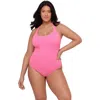S3 Ribbed Scoopneck Crossback One Piece Swimsuit In Pink