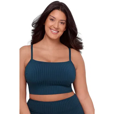 S3 Ribbed Squareneck Midkini Top In Blue