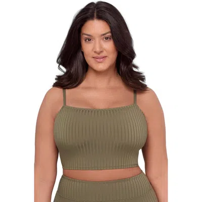 S3 Ribbed Squareneck Midkini Top In Green