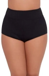 S3 Ribbed Ultra High Waist Swim Short In Black
