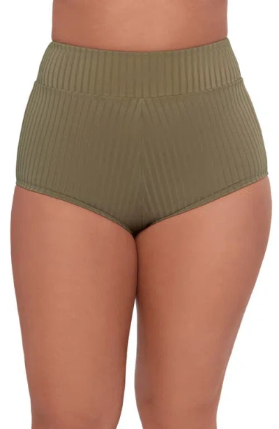 S3 Ribbed Ultra High Waist Swim Short In Green