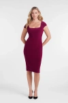 S3 Sculpting Shapewear Square Neck Cap Sleeve Solid Midi Dress In Pink