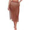 S3 Side Slit Crochet Coverup Skirt In Brown