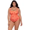 S3 Square Neck Lace-up Back One Piece Swimsuit In Red