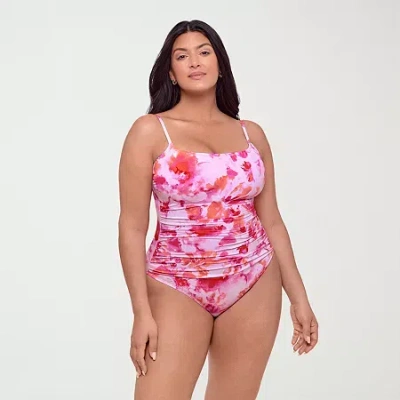 S3 Swim Womens Animal Moderate Coverage One Piece Swimsuit In Pink
