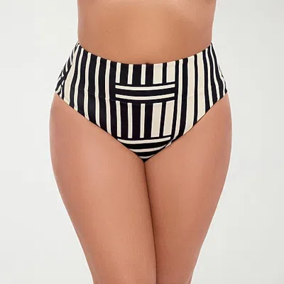 S3 Swim Womens Diamond Moderate Coverage High Waist Bikini Swimsuit Bottom In Black