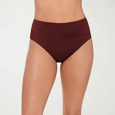 S3 Swim Womens Diamond Moderate Coverage High Waist Bikini Swimsuit Bottom In Red