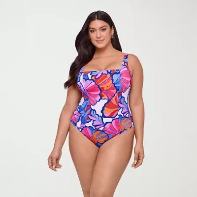 S3 Swim Womens Floral Moderate Coverage One Piece Swimsuit In Multi
