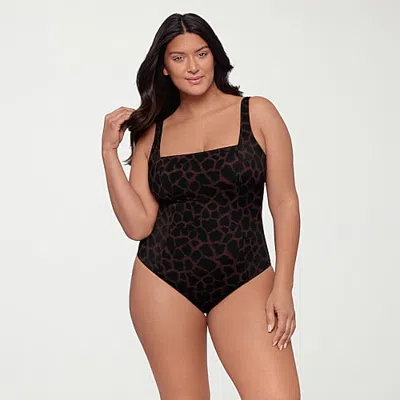 S3 Swim Womens Floral Moderate Coverage One Piece Swimsuit In Red