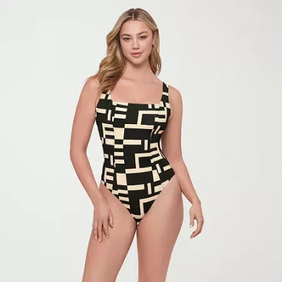 S3 Swim Womens Floral Moderate Coverage One Piece Swimsuit In Sand