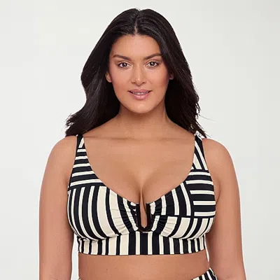 S3 Swim Womens Geometric Bralette Bikini Swimsuit Top In Black
