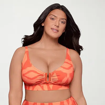 S3 Swim Womens Geometric Bralette Bikini Swimsuit Top In Pink