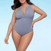 S3 Swim Womens High Neck One Piece Swimsuit In Blue