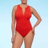 S3 Swim Womens High Neck One Piece Swimsuit In Red