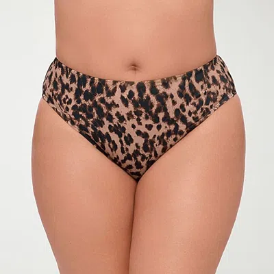 S3 Swim Womens Lined Animal Moderate Coverage Bikini Swimsuit Bottom In Brown