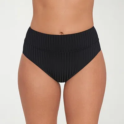 S3 Swim Womens Moderate Coverage High Waist Bikini Swimsuit Bottom In Black