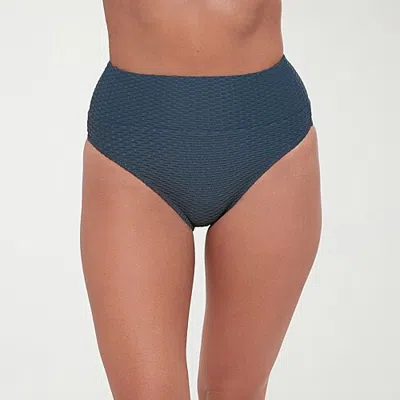 S3 Swim Womens Moderate Coverage High Waist Bikini Swimsuit Bottom In Blue