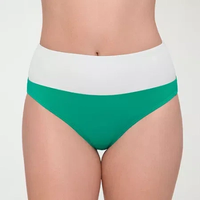 S3 Swim Womens Moderate Coverage High Waist Bikini Swimsuit Bottom In Green