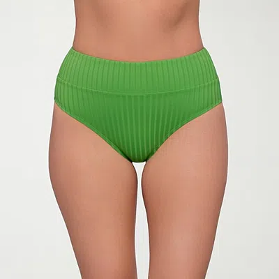 S3 Swim Womens Moderate Coverage High Waist Bikini Swimsuit Bottom In Green