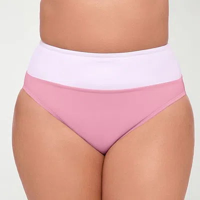 S3 Swim Womens Moderate Coverage High Waist Bikini Swimsuit Bottom In Pink