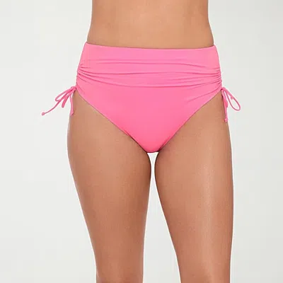 S3 Swim Womens Moderate Coverage High Waist Bikini Swimsuit Bottom In Pink