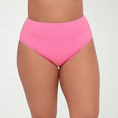 S3 Swim Womens Moderate Coverage High Waist Bikini Swimsuit Bottom In Pink